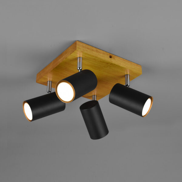 Spot Lampa MARLEY Wood Black Mat 4xGU10