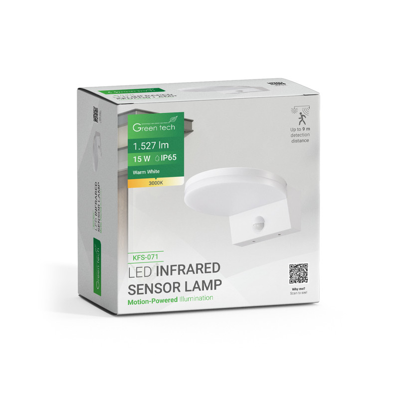 Vanjska Zidna Lampa GREEN TECH sa Senzorom 15W White - Image 2